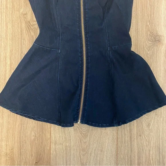 Guess Zip Front Denim PeplumTop - Picture 5 of 6
